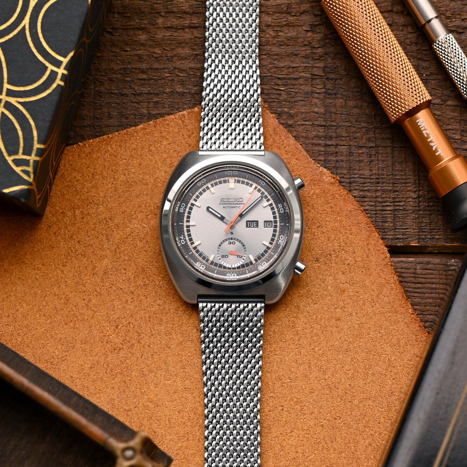 Quick Release Tapered Milanese Mesh Watch Band, 18mm, 19mm, 20mm, 21mm or 22mm, Brushed