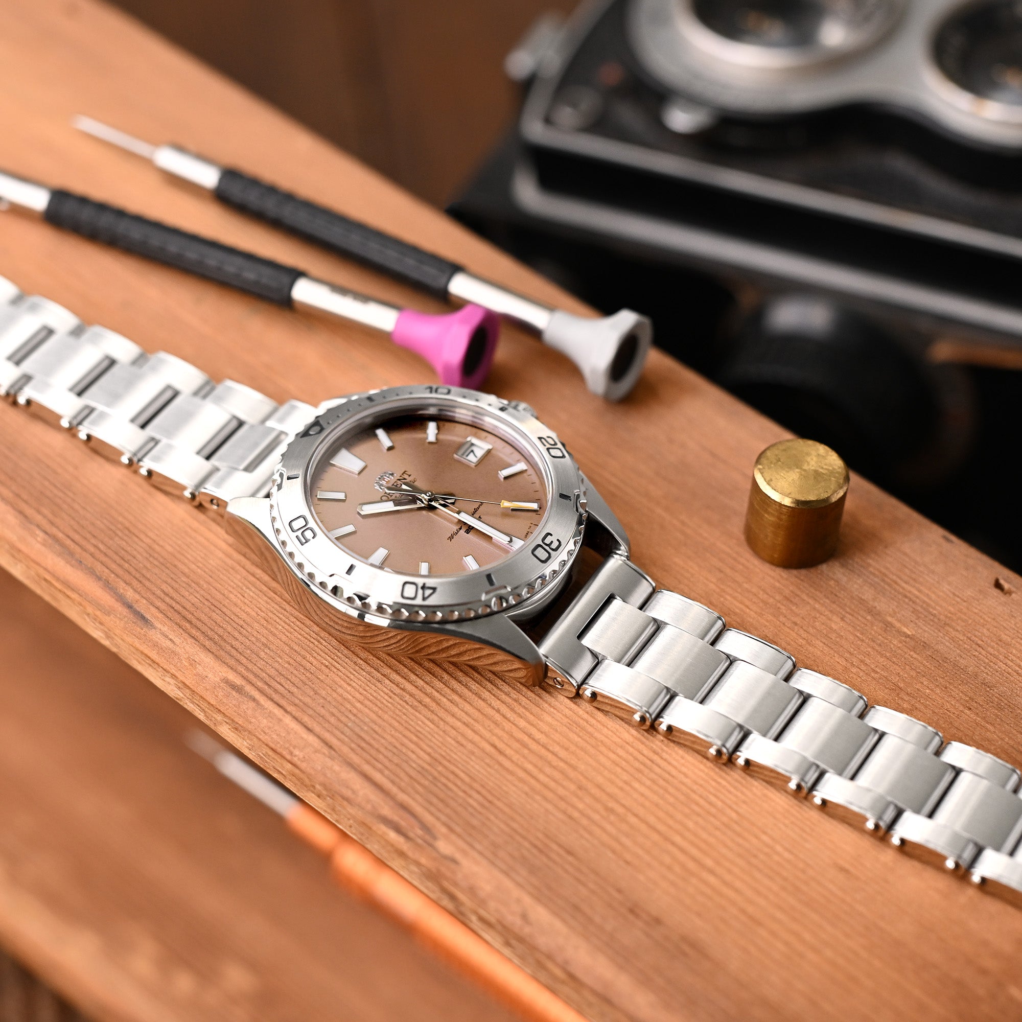 20mm or 22mm Metabind II (Pull-Twist) QR Watch Band Straight End Quick Release, 316L Stainless Steel Brushed Baton Diver Clasp Strapcode watch bands