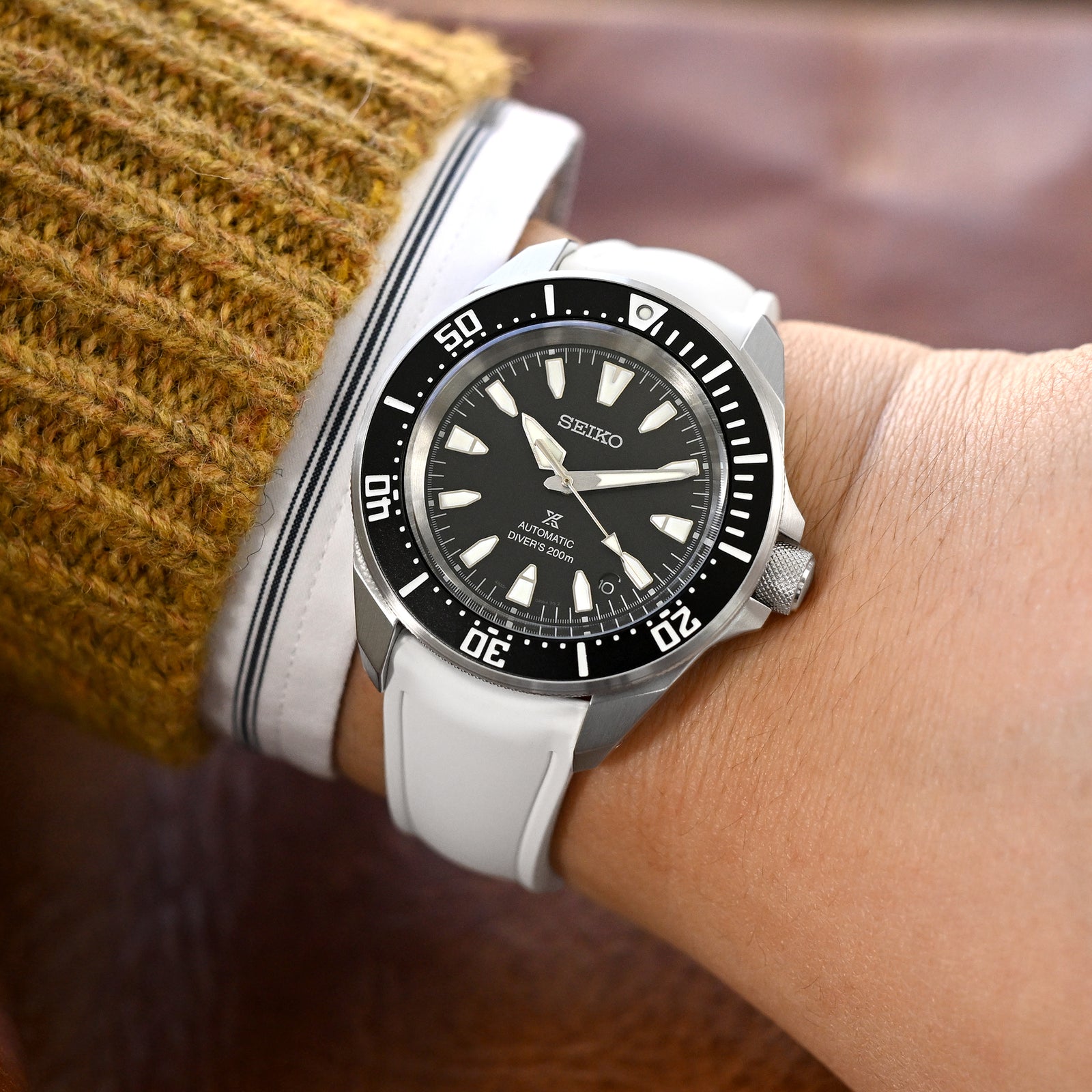 20mm or 22mm FKM34 Off White Rubber Quick Release Watch Band, Deployment Clasp Strapcode watch band