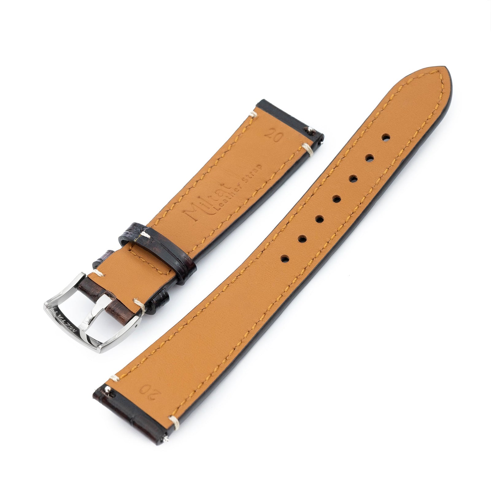 20mm Quick Release Deep Mahogany CrocoCalf (Italian Croco Grain) Leather Watch Band Strapcode