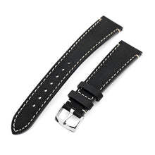 20mm Quick Release Black Woven Sailcloth Watch Band with Italian Leather Lining Strapcode