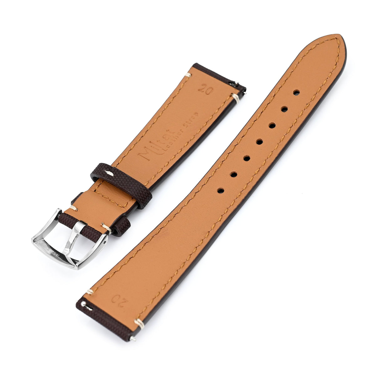 20mm Quick Release Dark Brown Woven Sailcloth Watch Band with Italian Leather Lining Strapcode