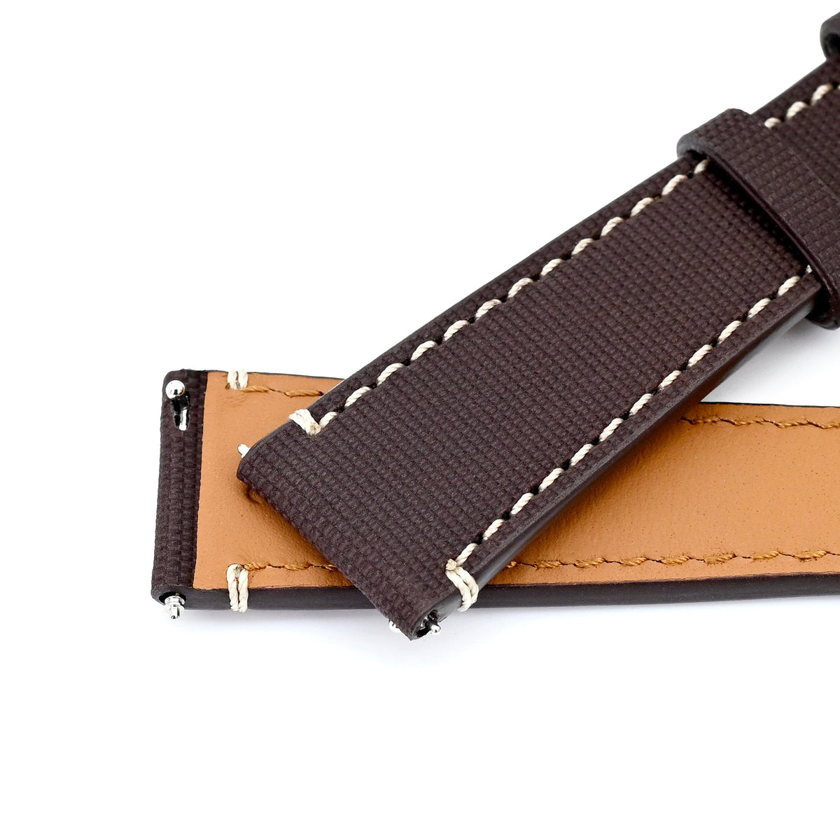 20mm Quick Release Dark Brown Woven Sailcloth Watch Band with Italian Leather Lining Strapcode