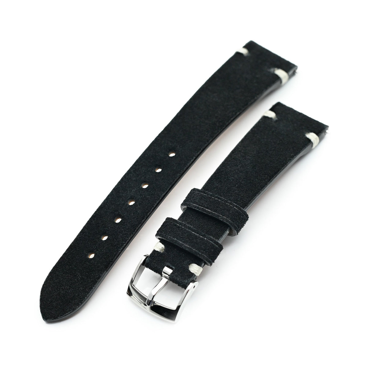 Black Italian Suede Leather Watch Strap | Twin-Stitch Quick Release | 20mm Strapcode watch bands