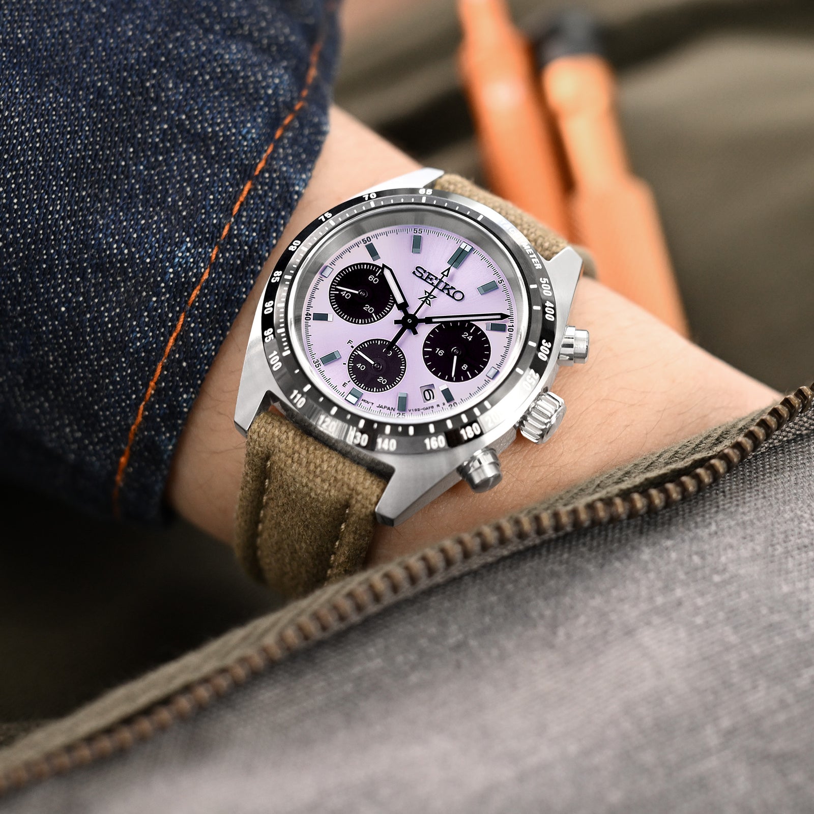 Aviator Style Khaki Canvas Quick Release Watch Band, 20mm or 22mm Strapcode watch bands