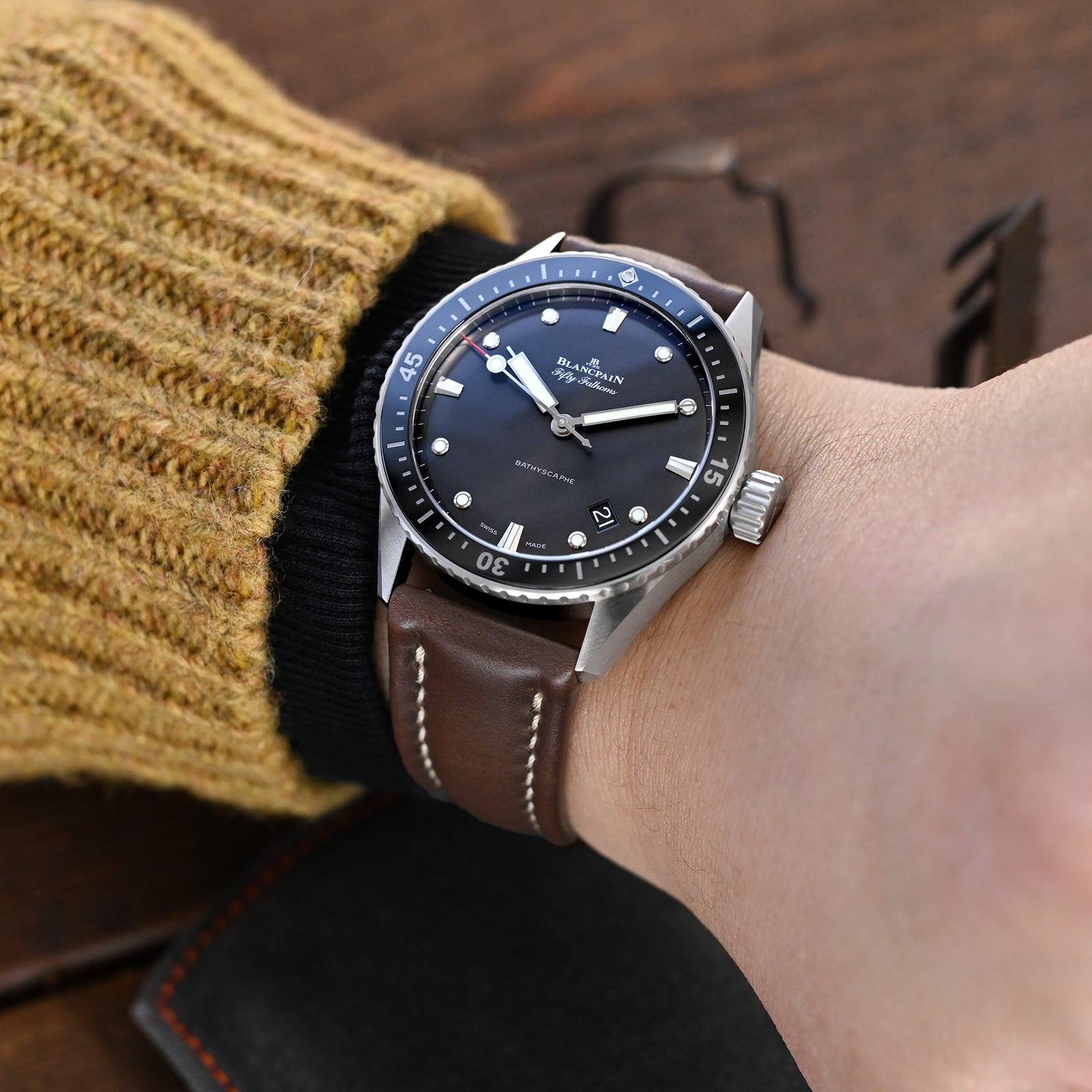 Aviator Style Quick Release Brown Horween Chromexcel Leather Watch Band 19mm, 20mm, 22mm or 23mm