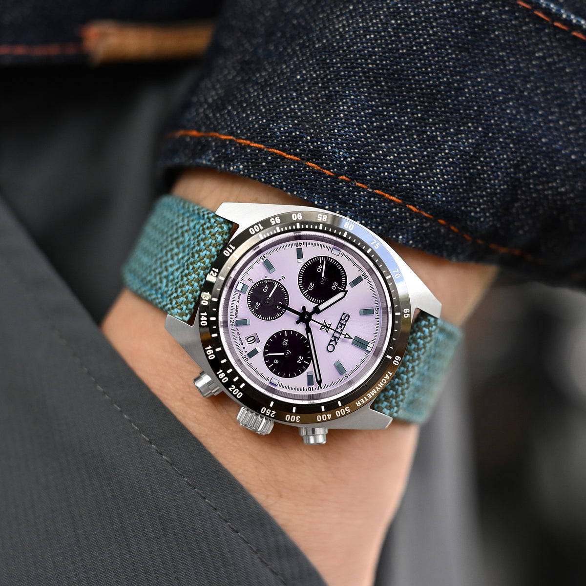 Q.R. Pilot watch strap 20mm or 22mm Revive Watch Band in Blue Mixed Green