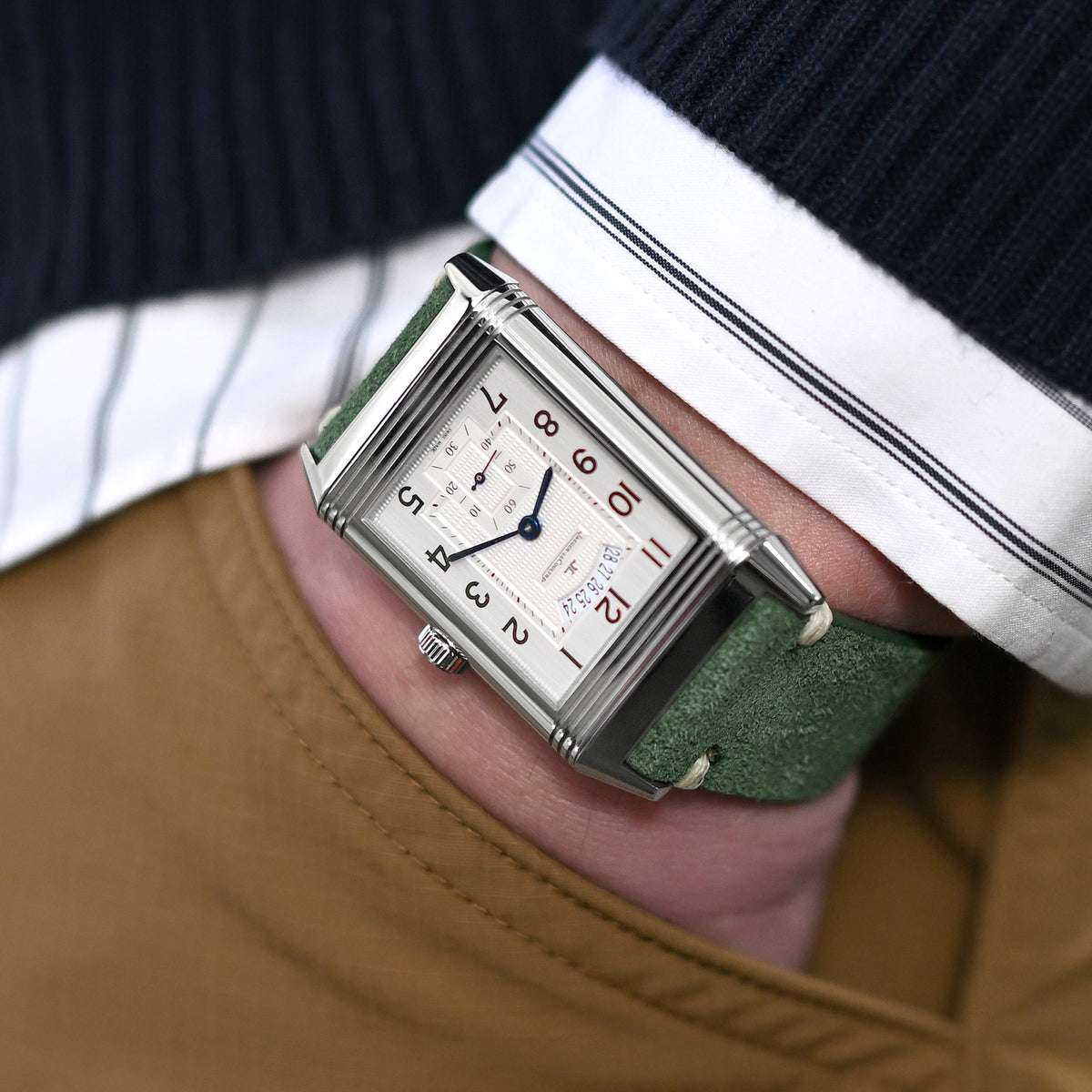 Green Suede One-Piece Leather Quick Release Strap 20mm 22mm