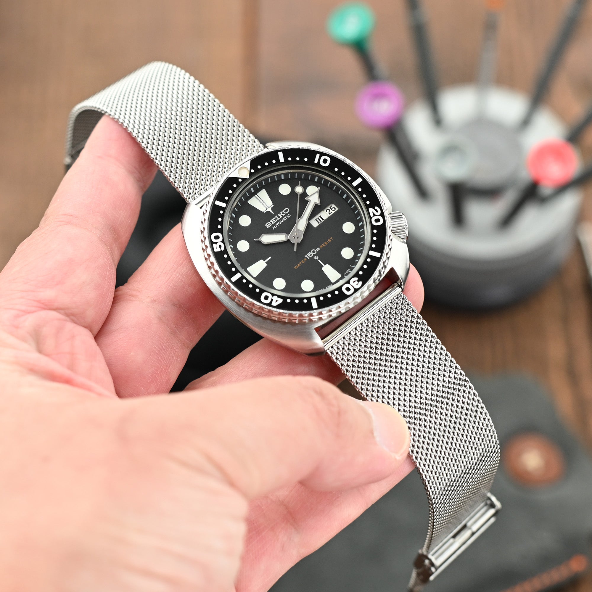 Quick Release Classic Superfine Mesh Watch Band, 18mm, 19mm, 20mm or 22mm, Polished