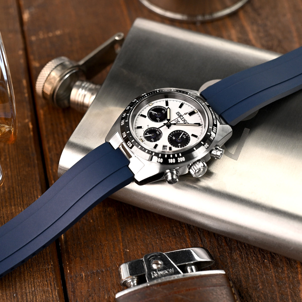 Correa de caucho FKM azul 20mm Crafter Blue - MX03-813 con terminales para Seiko Speedtimer SSC813