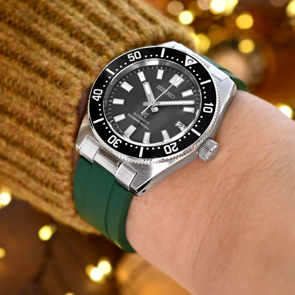 سوار كرافت بلو 20 مم - MX03-143 مطاط FKM أخضر مع وصلات نهائية لسايكو 63MAS دايفر 40.50 مم SPB143 SPB145