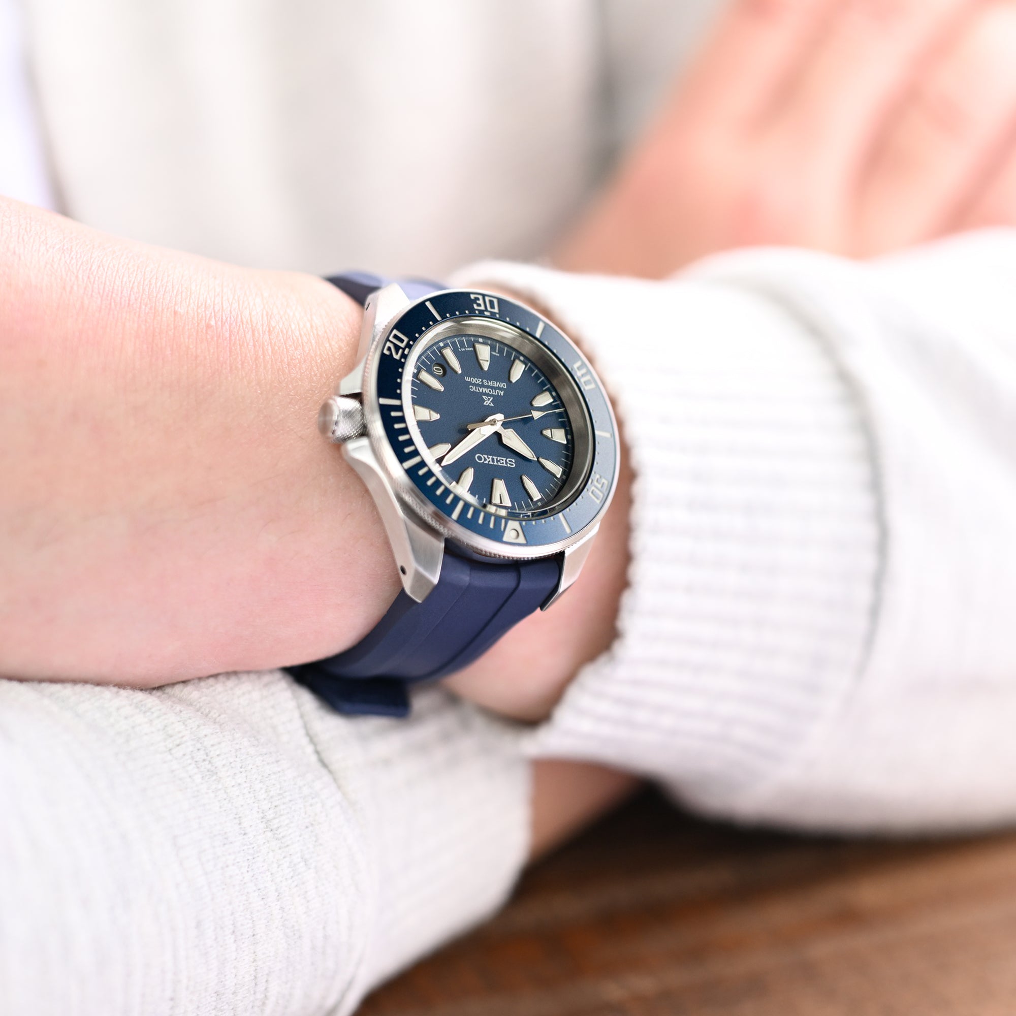 20mm Wheels Resilient Curved End FKM Rubber watch strap, Navy Blue Strapcode watch bands