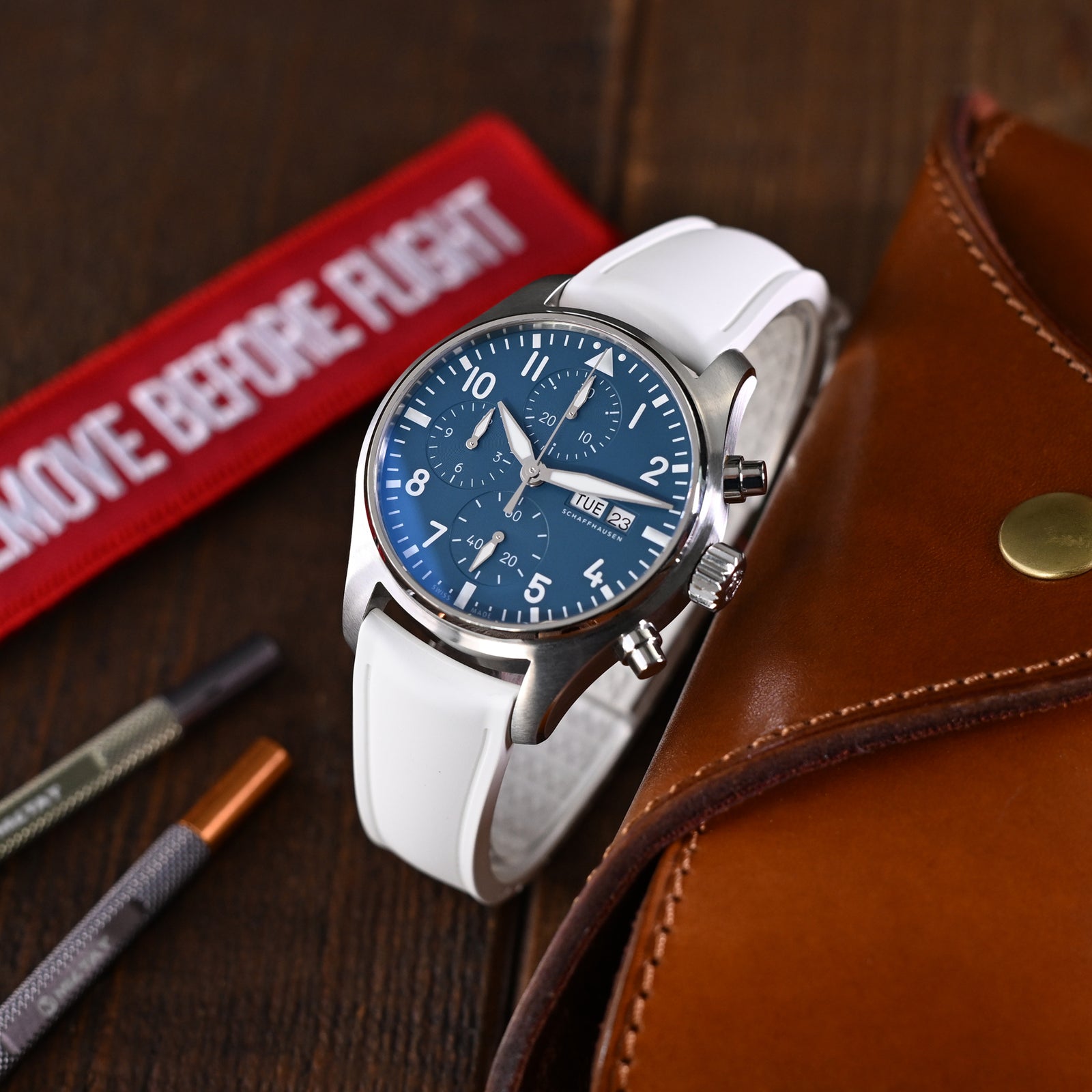 20mm or 22mm FKM34 Off White Rubber Quick Release Watch Band, Deployment Clasp