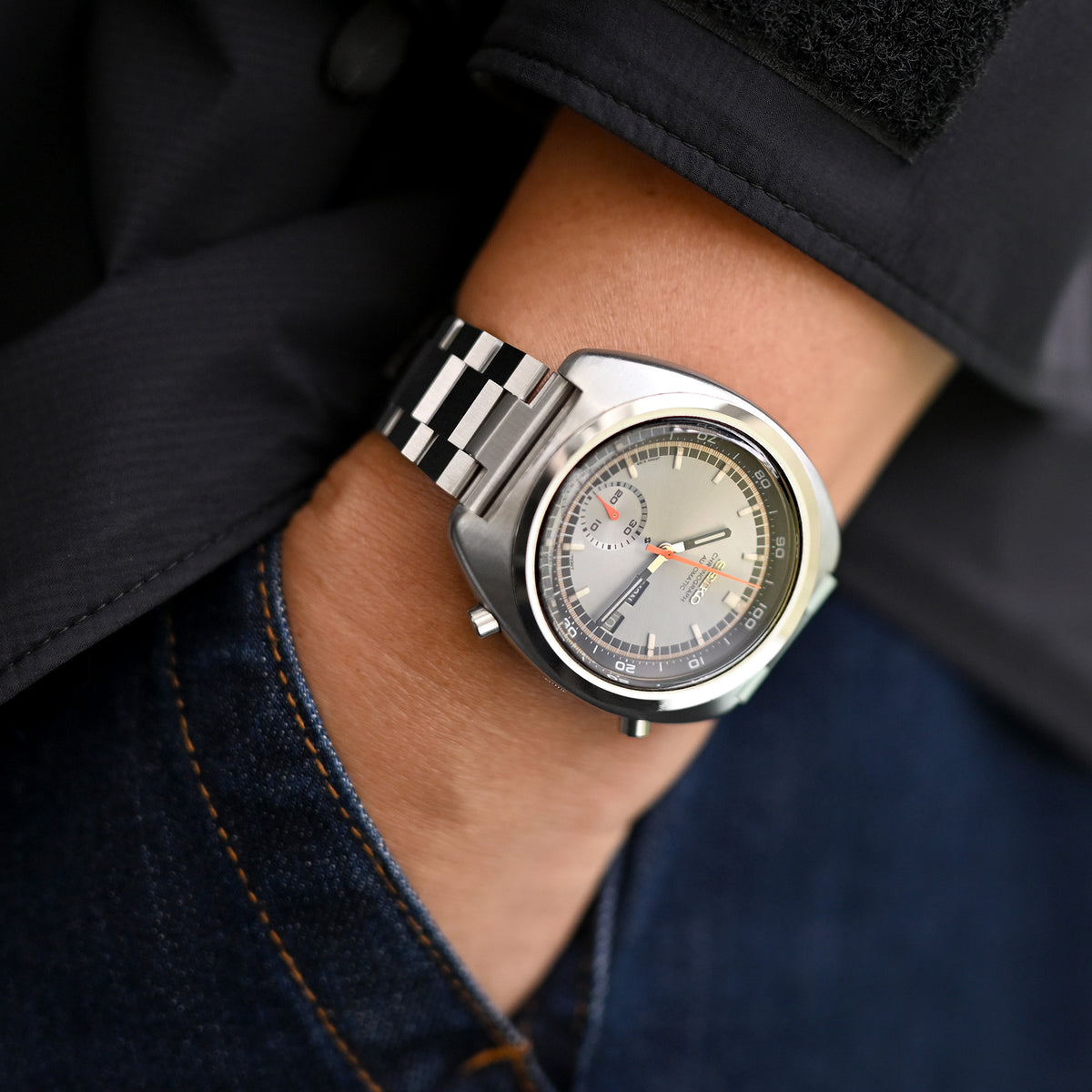 19mm Hexad III QR Watch Band Straight End Quick Release, 316L Stainless Steel Brushed V-Clasp