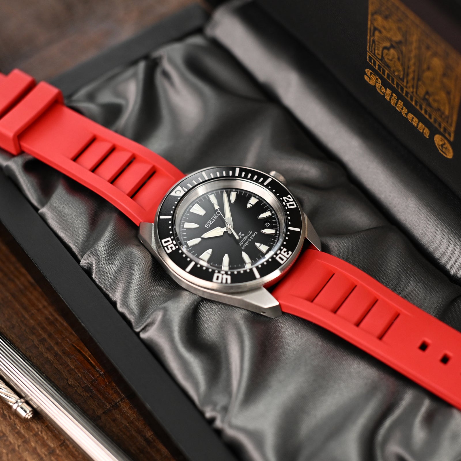 Red RM Vented FKM Quick Release Rubber Watch Strap, 20mm Strapcode Watch Bands