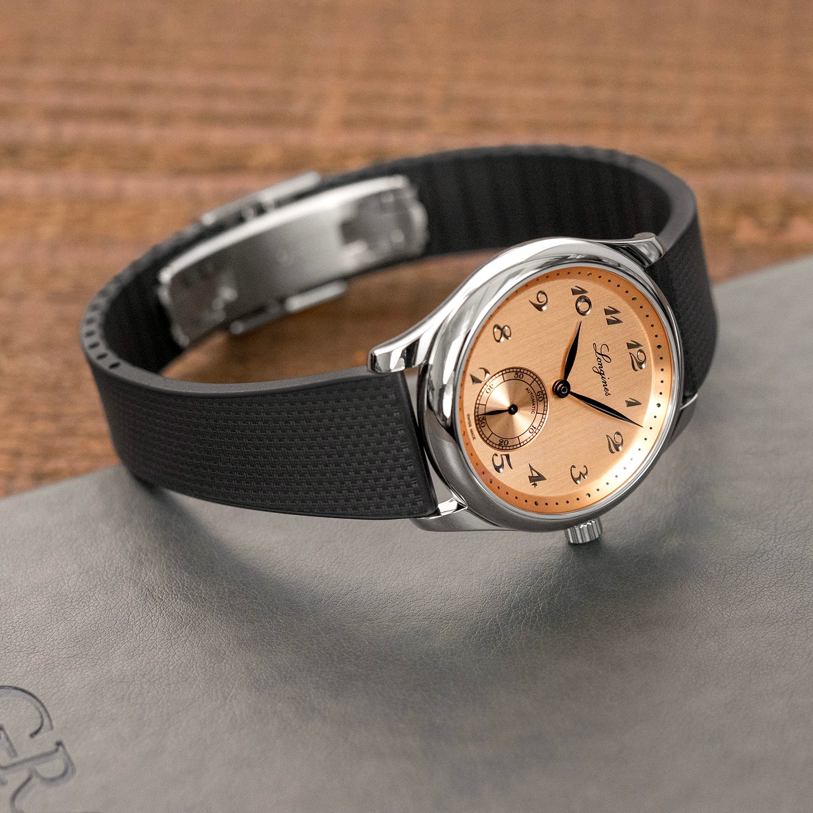 Cinturino Orologio 20mm FKM32 Gomma Nera Rilascio Rapido, Chiusura Deployante