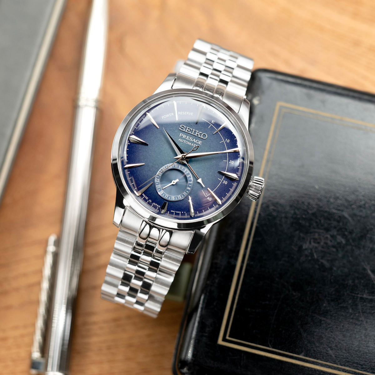 セイコー カクテル SRPB41 SSA345 SSA341用 20mm Angus-J Louis ステンレススチール製時計バンド。中央ポリッシュ＆外側ブラッシュ仕上げ、Vダイバークラスプ付き。