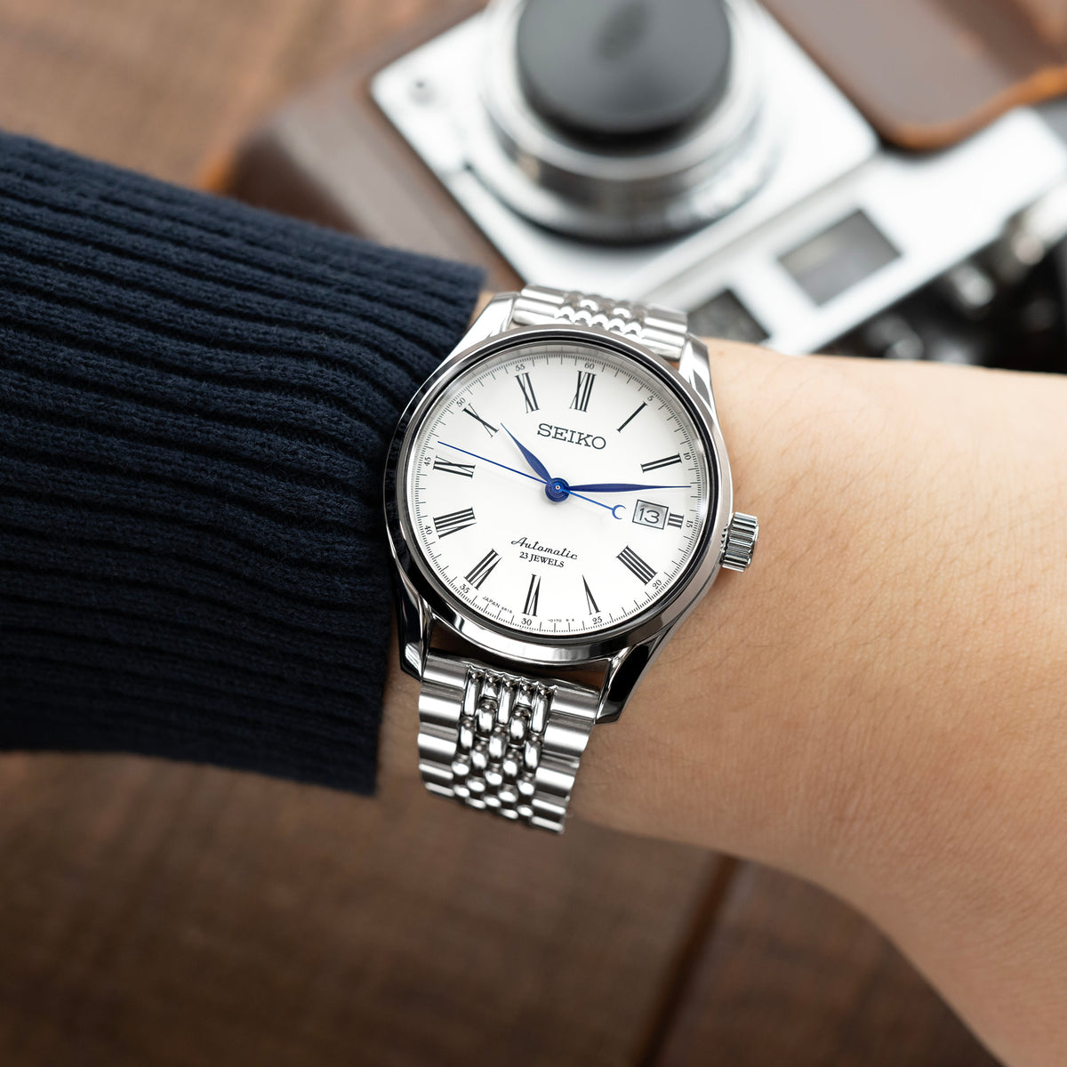 18mm、19mm、または20mm Goma BOR Q.R。ストレートエンドの時計バンド、316Lステンレススチール製、ブラッシュ＆ポリッシュ仕上げVクラスプ