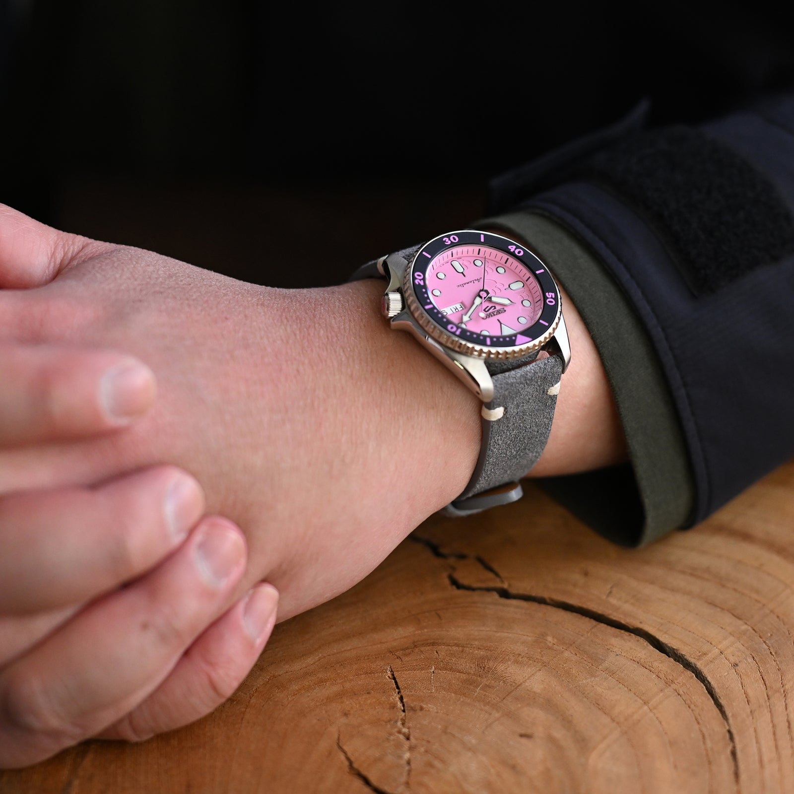 Dark Grey Italian Suede Leather Watch Strap | Twin-Stitch Quick Release | 20mm Strapcode watch bands