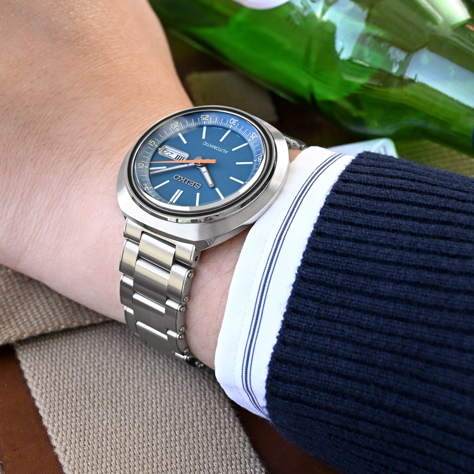 20mm or 22mm Metabind II (Pull-Twist) QR Watch Band Straight End Quick Release, 316L Stainless Steel Brushed Baton Diver Clasp Strapcode watch bands