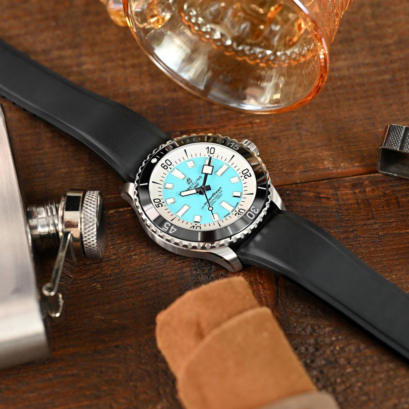 Breitling SuperOcean Automatic 44 Turquoise Blue Strapcode Watch Bands