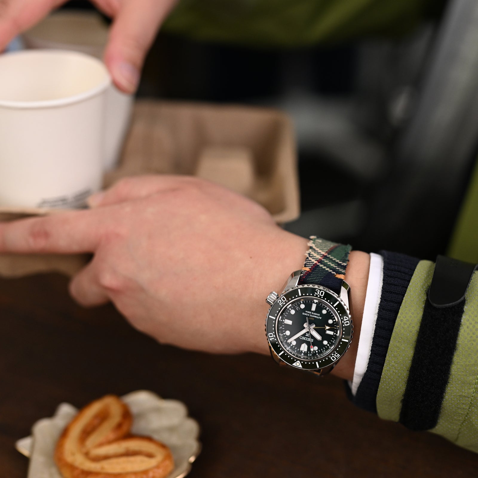 20mm MiLTAT Dundee Tartan Pattern Watch Strap, Brown Stitching