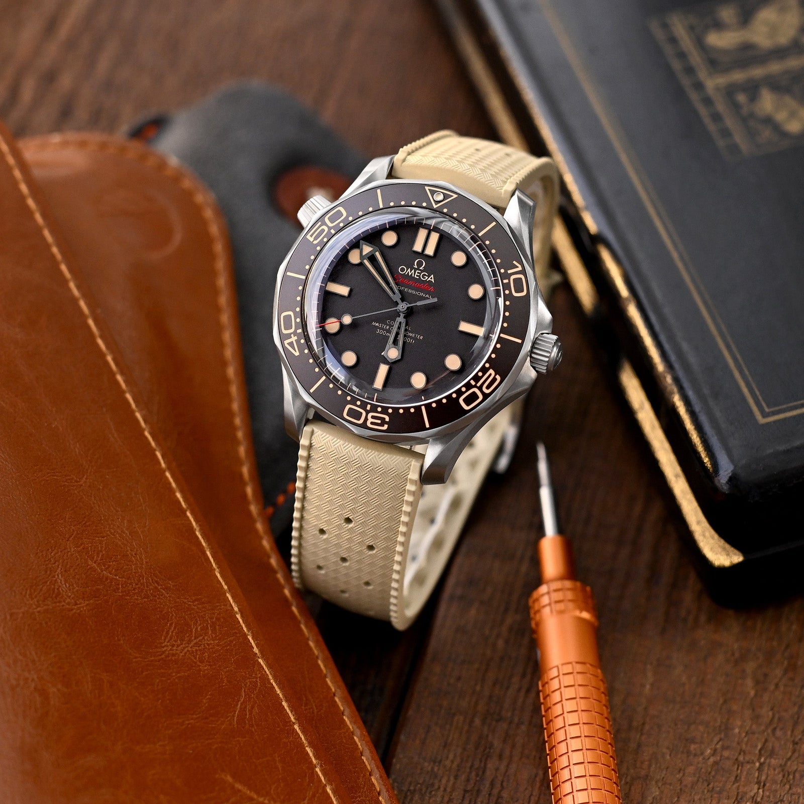 Quick Release Khaki Tropical-Style Pro FKM rubber watch strap, 20mm Strapcode Watch Bands