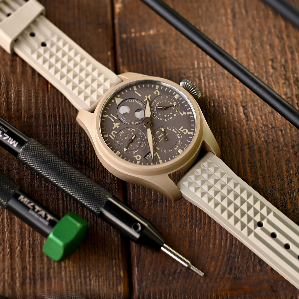 Chaffle Sand FKM Rubber watch strap, 20mm or 22mm