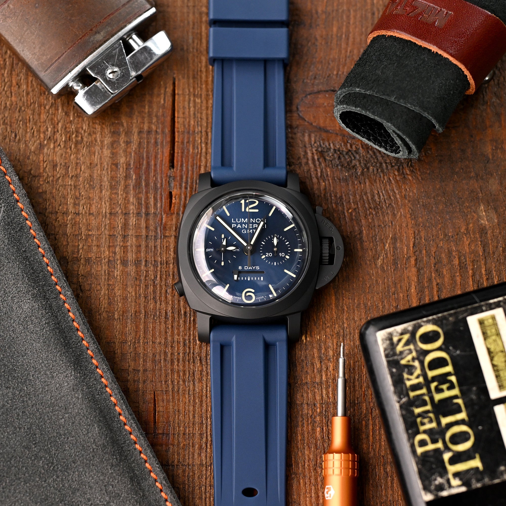 24mm FKM30 Blue Rubber Watch Band Strapcode Watch Bands