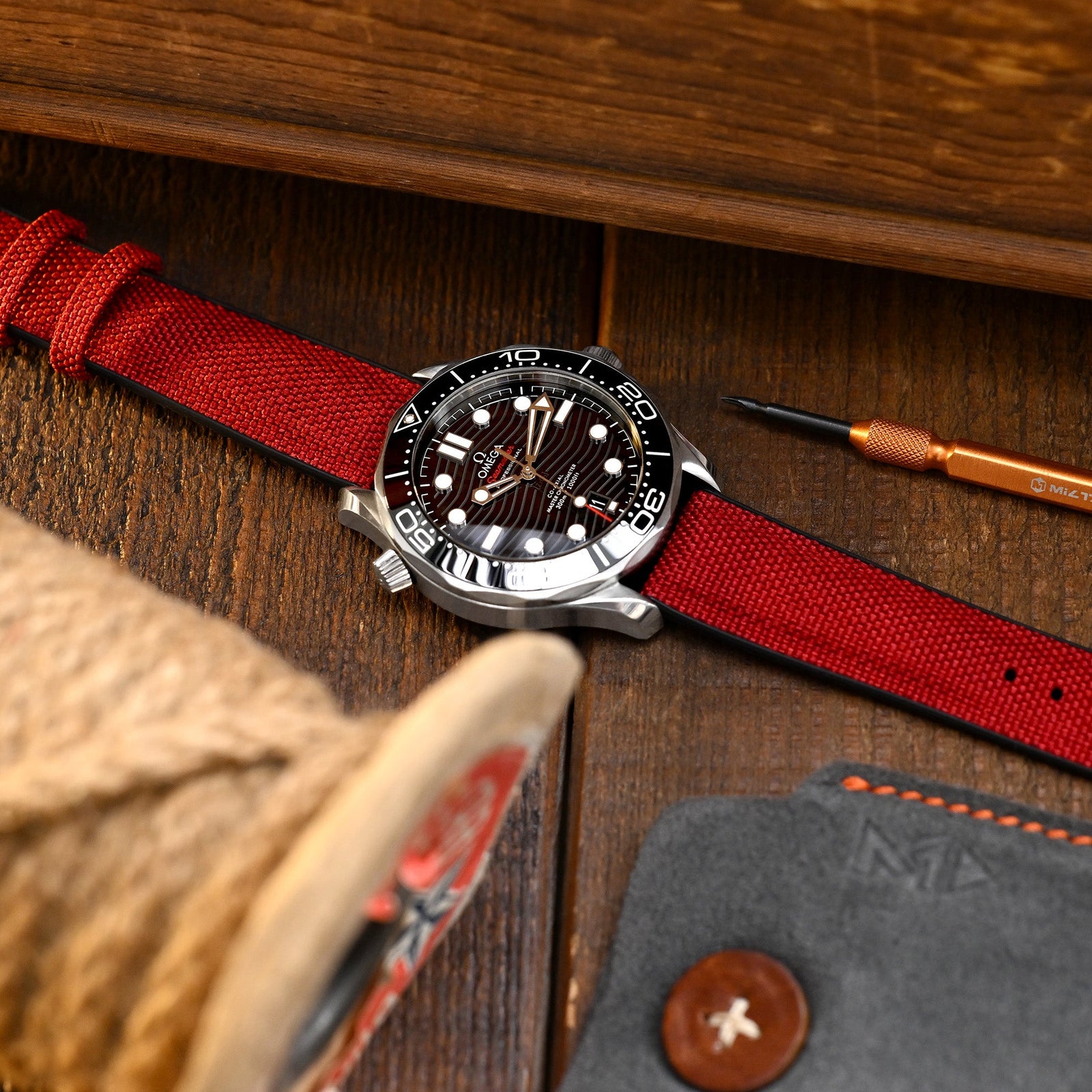 Red FKM35 Sailcloth FKM Quick Release Rubber Watch Band, 20mm  Strapcode watch bands