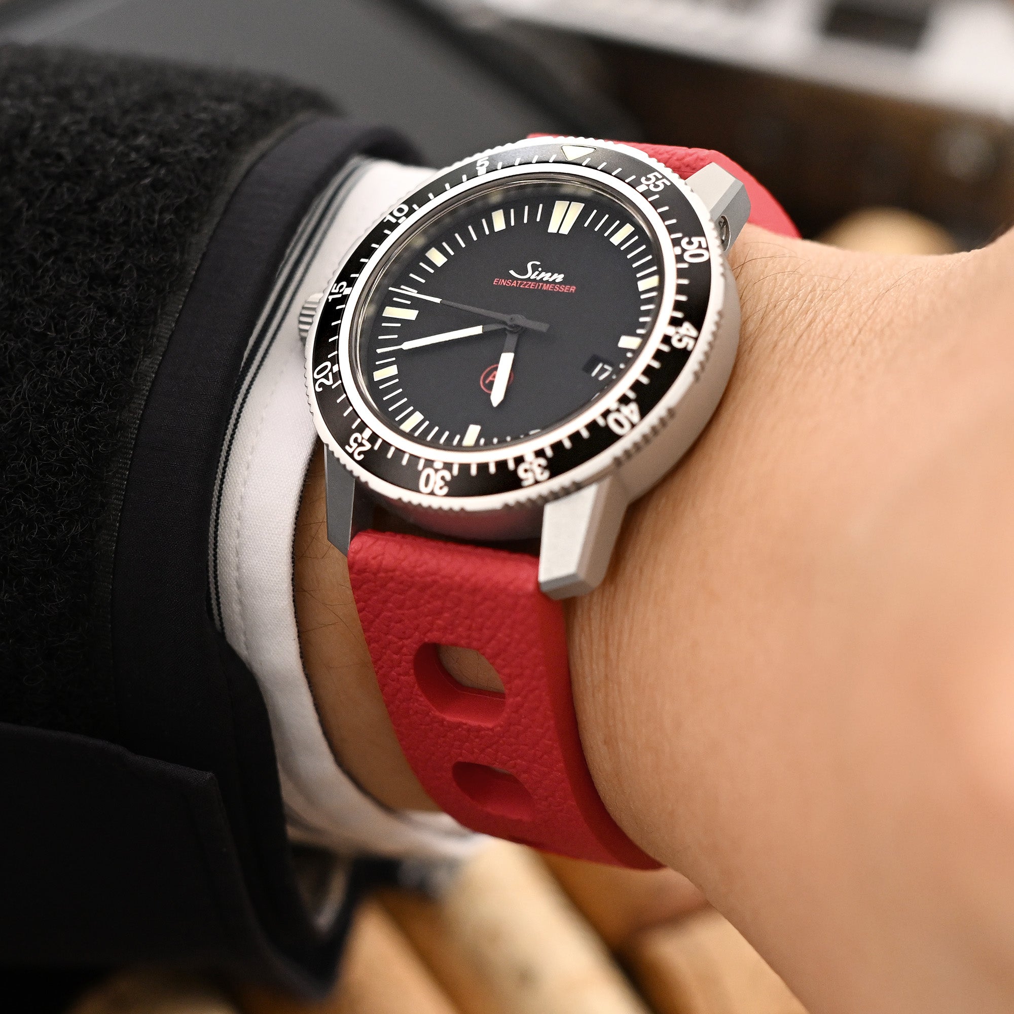 20mm or 22mm FKM36 Red Large Holes Rally FKM Quick Release Rubber watch band Strapcode watch bands