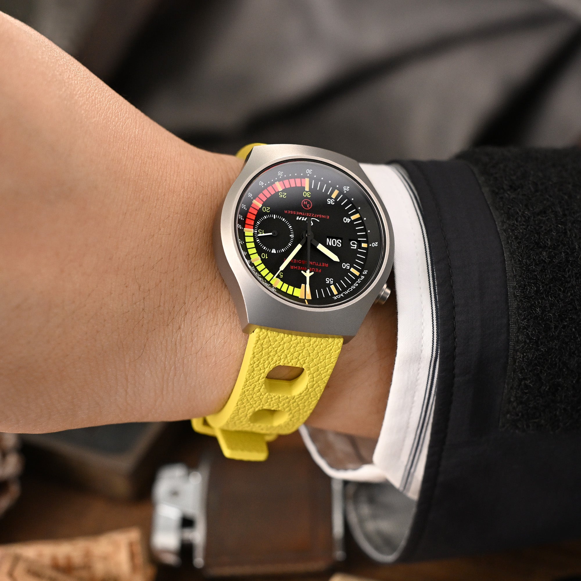 20mm or 22mm FKM36 Yellow Large Holes Rally FKM Quick Release Rubber watch band Strapcode watch bands