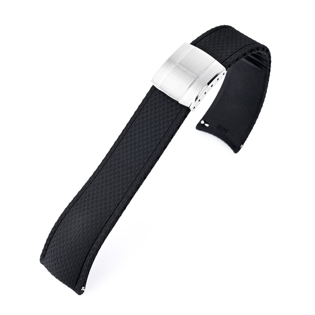 FKM41 Black Quick Release Butterfly Deployment FKM Rubber Watch Band, 18mm to 22mm and 24mm Strapcode watch bands