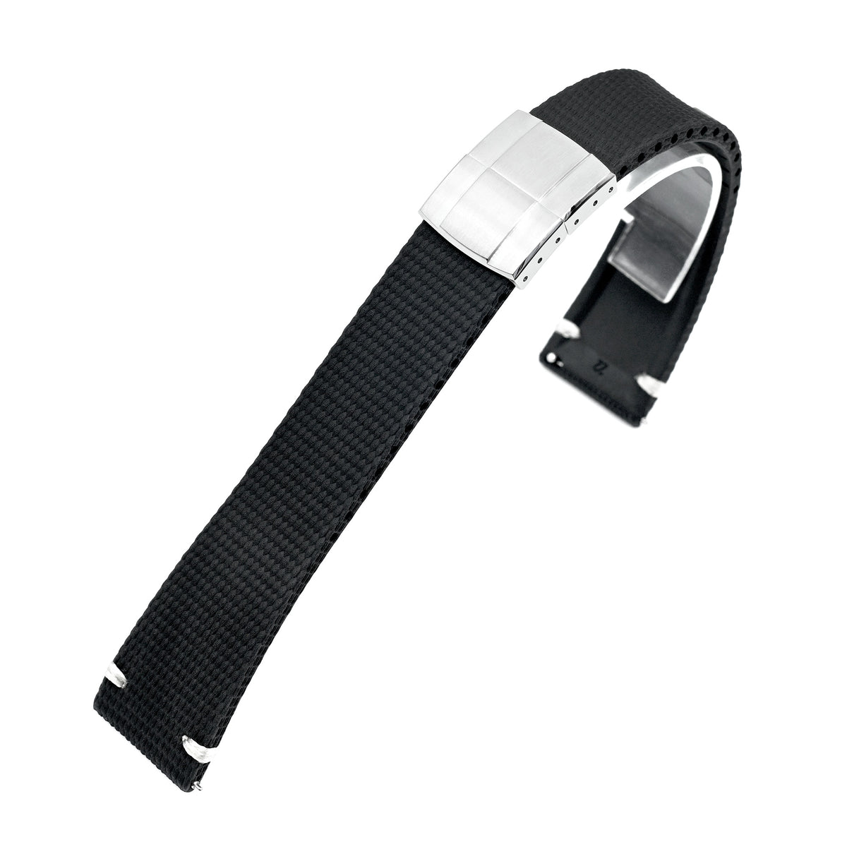 FKM42 Black Quick Release Butterfly Deployment FKM Rubber Watch Band, 20mm or 22mm Strapcode watch bands