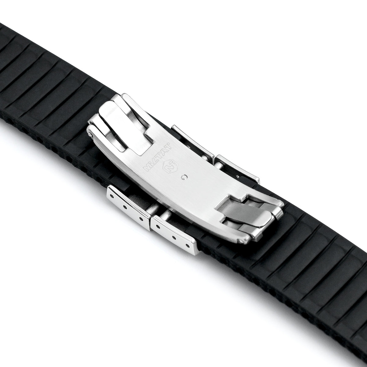 FKM42 Black Quick Release Butterfly Deployment FKM Rubber Watch Band, 20mm or 22mm Strapcode watch bands