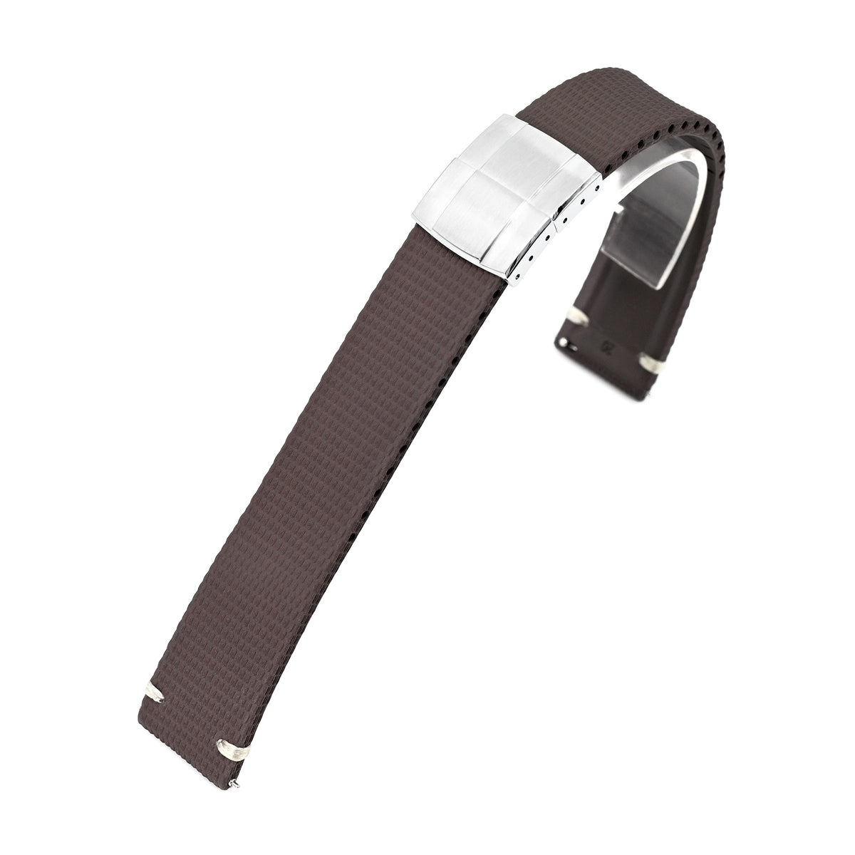 FKM42 Dark Brown Quick Release Butterfly Deployment FKM Rubber Watch Band, 20mm Strapcode watch bands