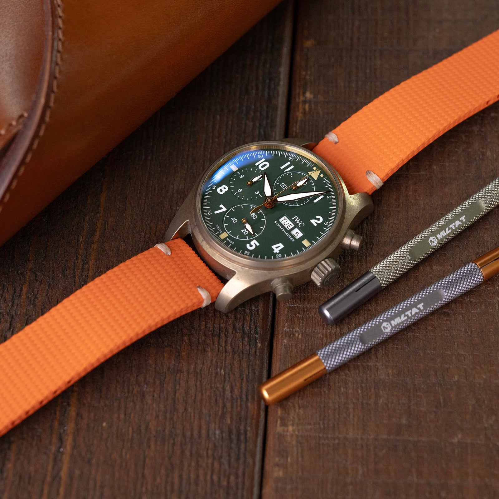 FKM42 Orange Quick Release Butterfly Deployment FKM Rubber Watch Band, 20mm Strapcode watch bands