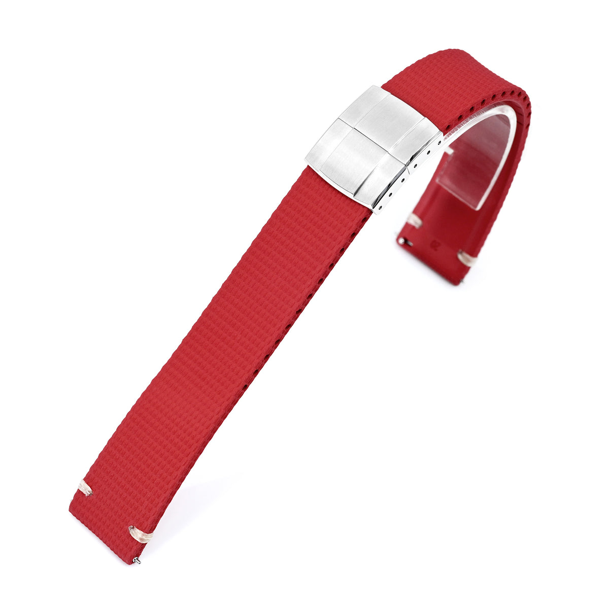 FKM42 Red Quick Release Butterfly Deployment FKM Rubber Watch Band, 20mm Strapcode watch bands