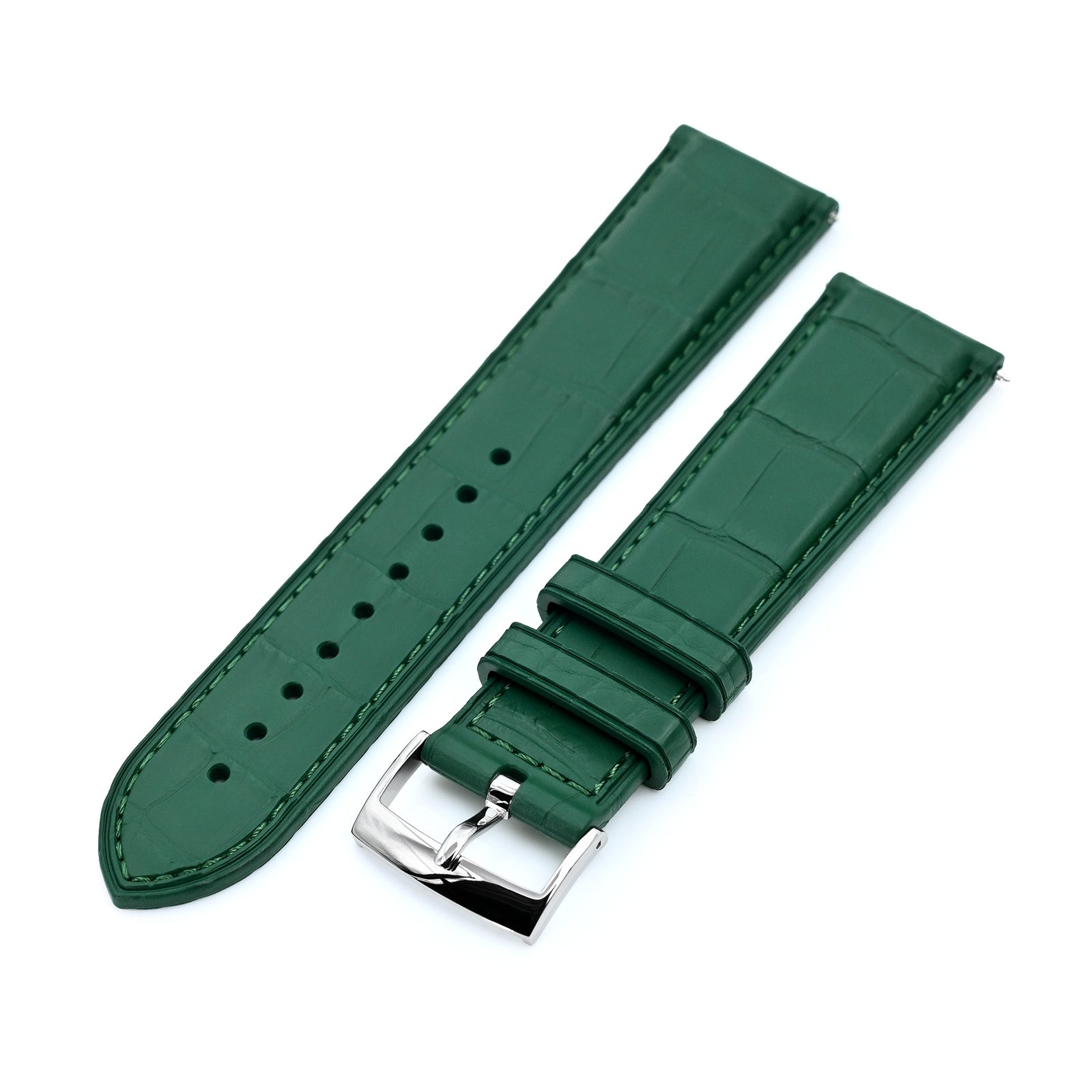 FKM43 Premium Dark Green Alligator Embossed FKM Rubber Watch Band, 20mm or 22mm Strapcode watch bands