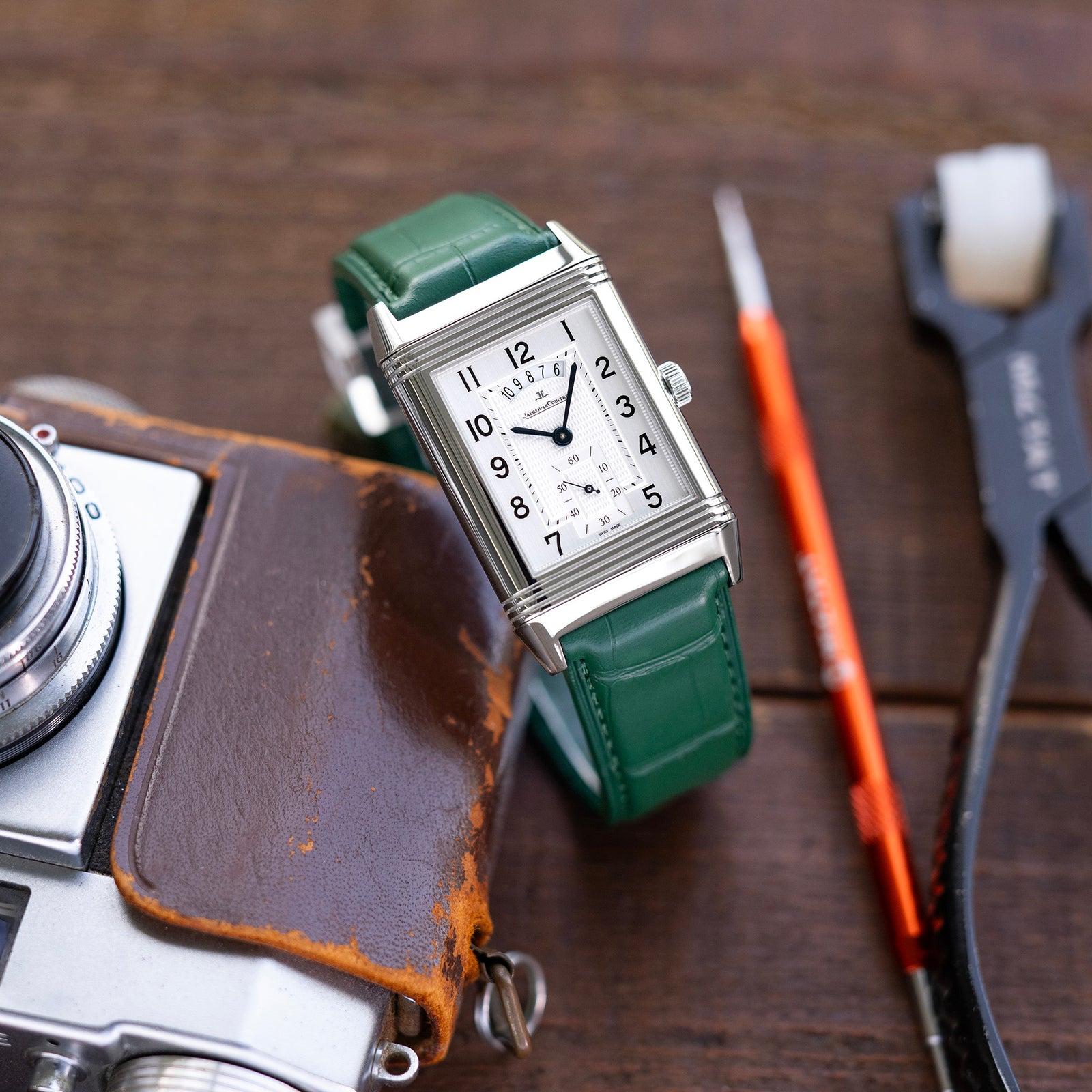 FKM43 Premium Dark Green Alligator Embossed FKM Rubber Watch Band, 20mm or 22mm Strapcode watch bands
