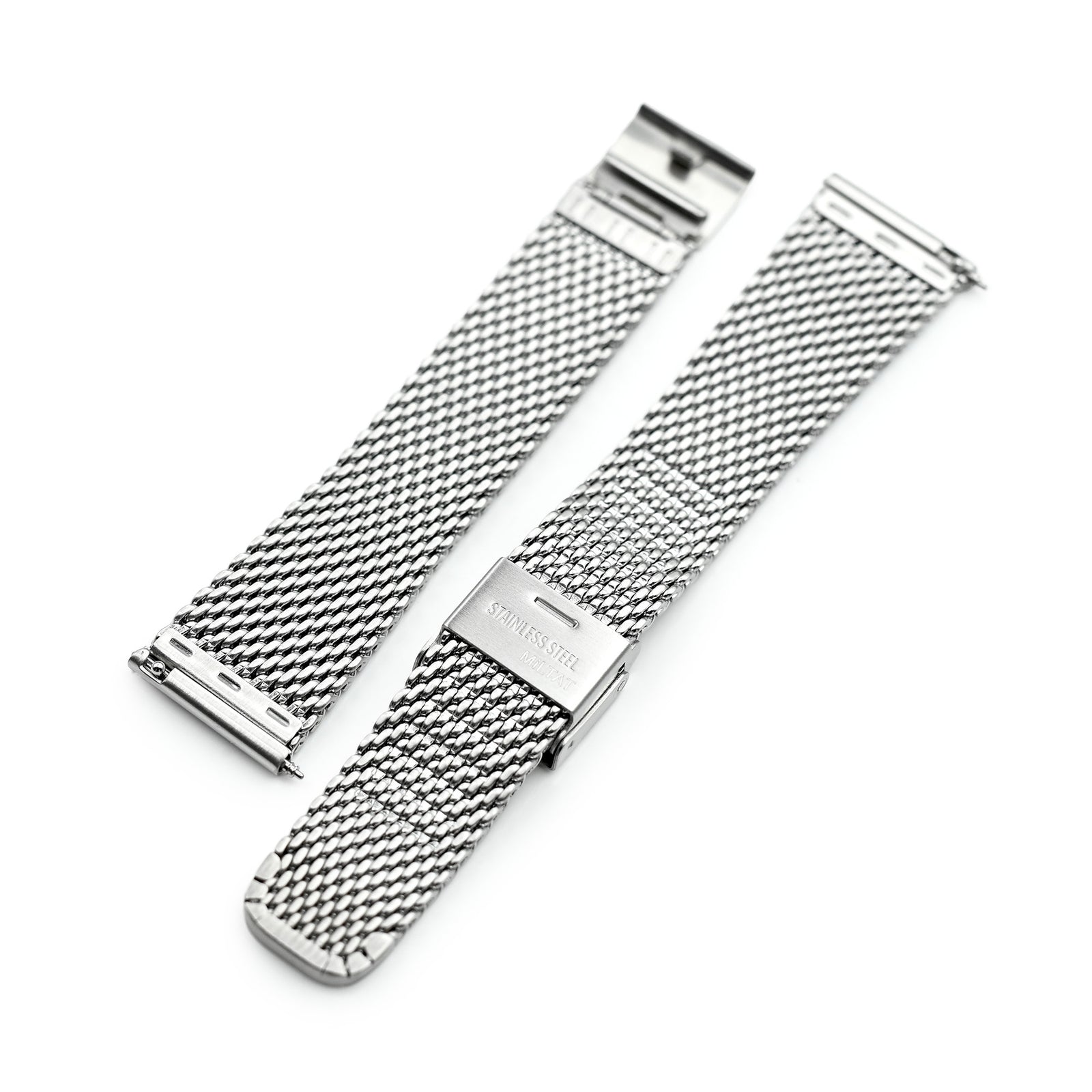 Quick Release Tapered Milanese Mesh Watch Band, 18mm, 19mm, 20mm, 21mm or 22mm, Brushed