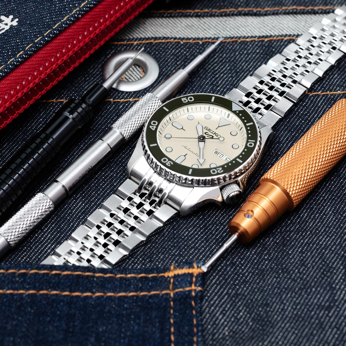 Asteroid 20mm Edelstahlarmband für Seiko 5 Sports 38mm SRPK29 SRPK31 SRPK33 SRPM07