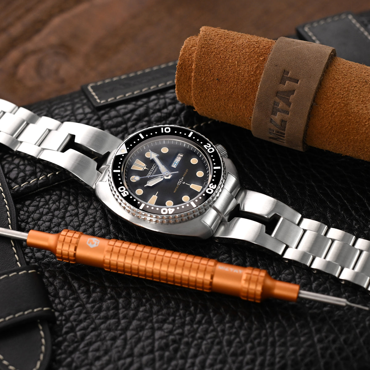 Retro Shaver Blade 22mm Stainless Steel Bracelet for Seiko 6309-7040 6309-7049