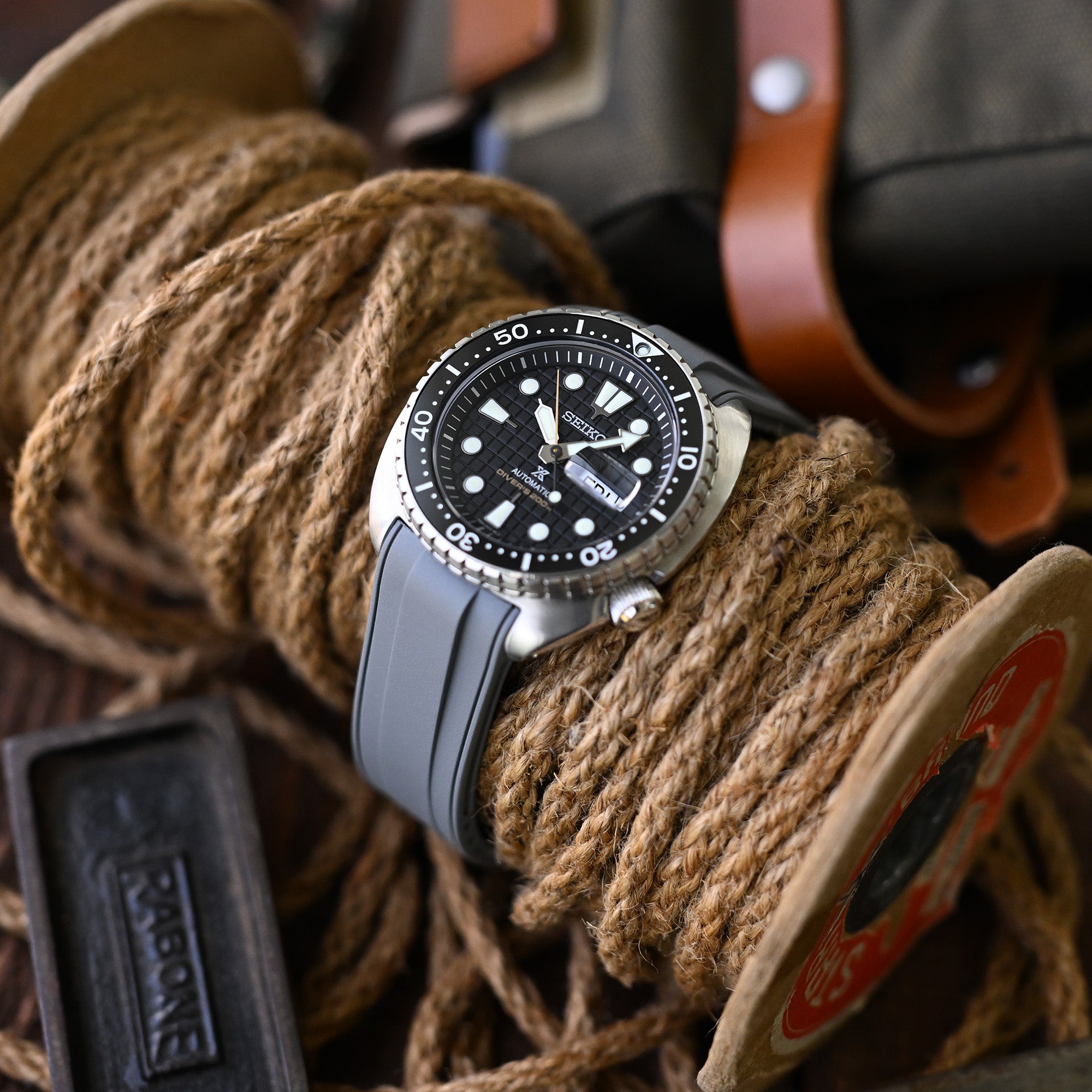 StrapXPro - STX1A Rubber Strap for Seiko Prospex New Turtles SRP777 and King Turtles SRPF77, Grey Strapcode watch bands