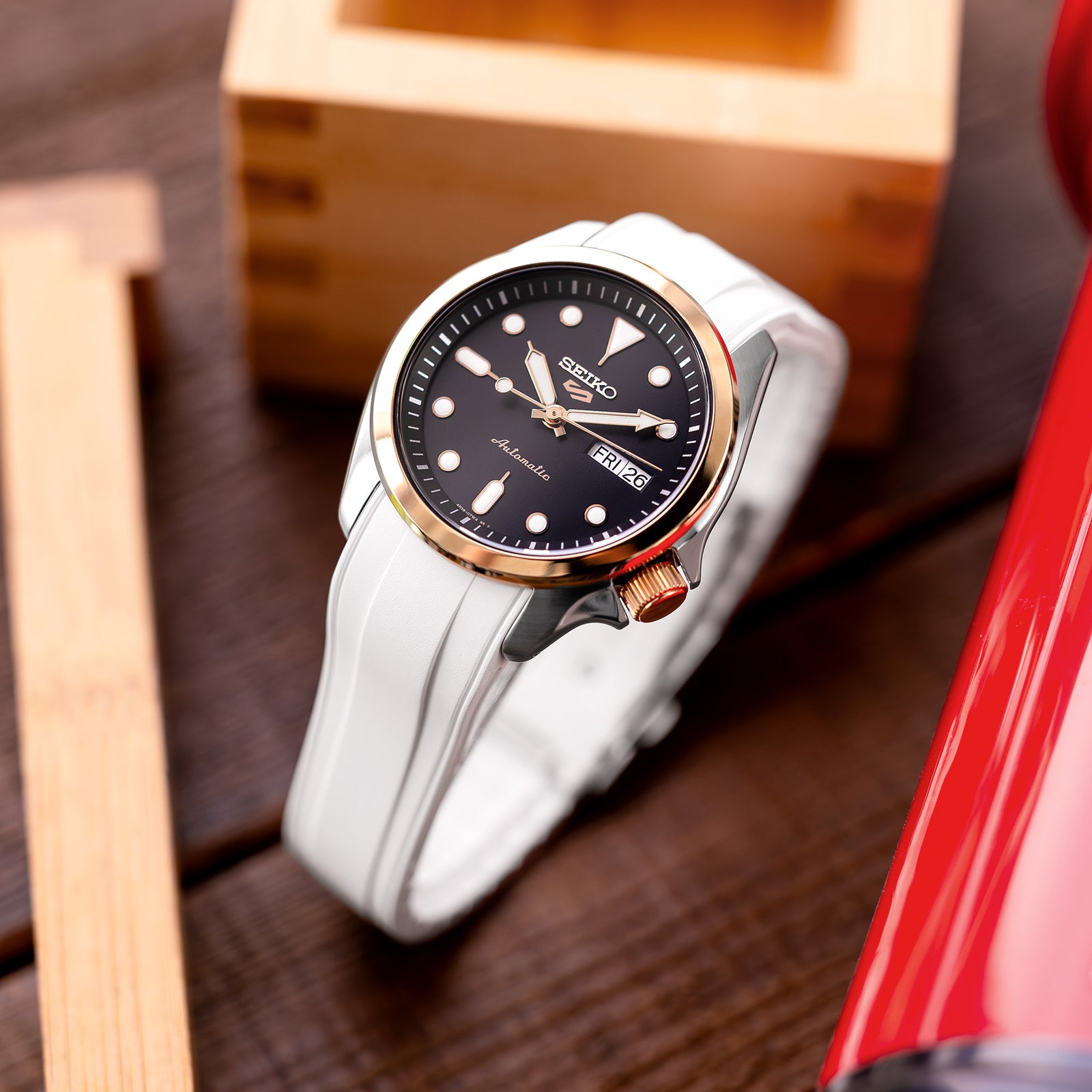 StrapXPro - SX2B Rubber Strap for New Seiko 5 Sports 40mm SRPE Series, White Strapcode watch bands