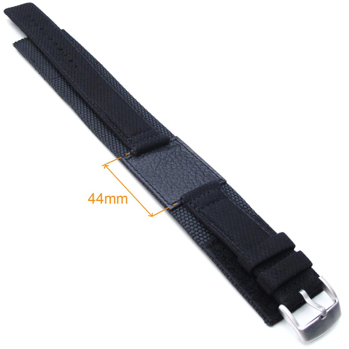 MiLTAT 24mm Double Layer Nylon Black Tactical Hoop and loop Watch Strap, design for 44mm Panerai Watches