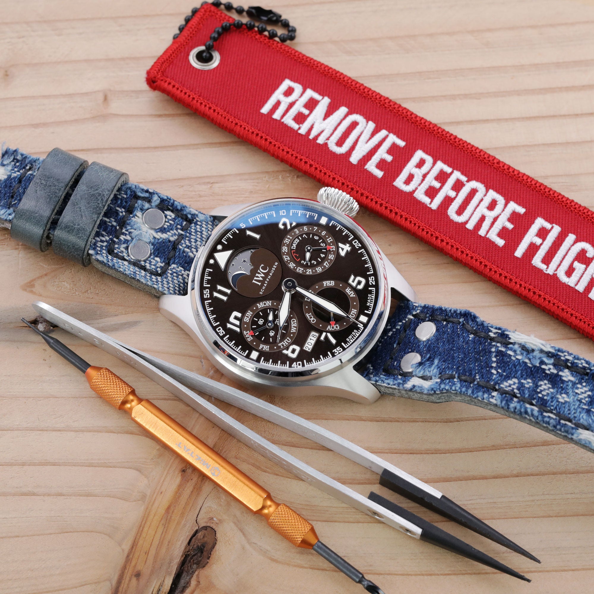 IWC Big Pilot's Watch Perpetual Calendar Denim watch Strap by Strapcode