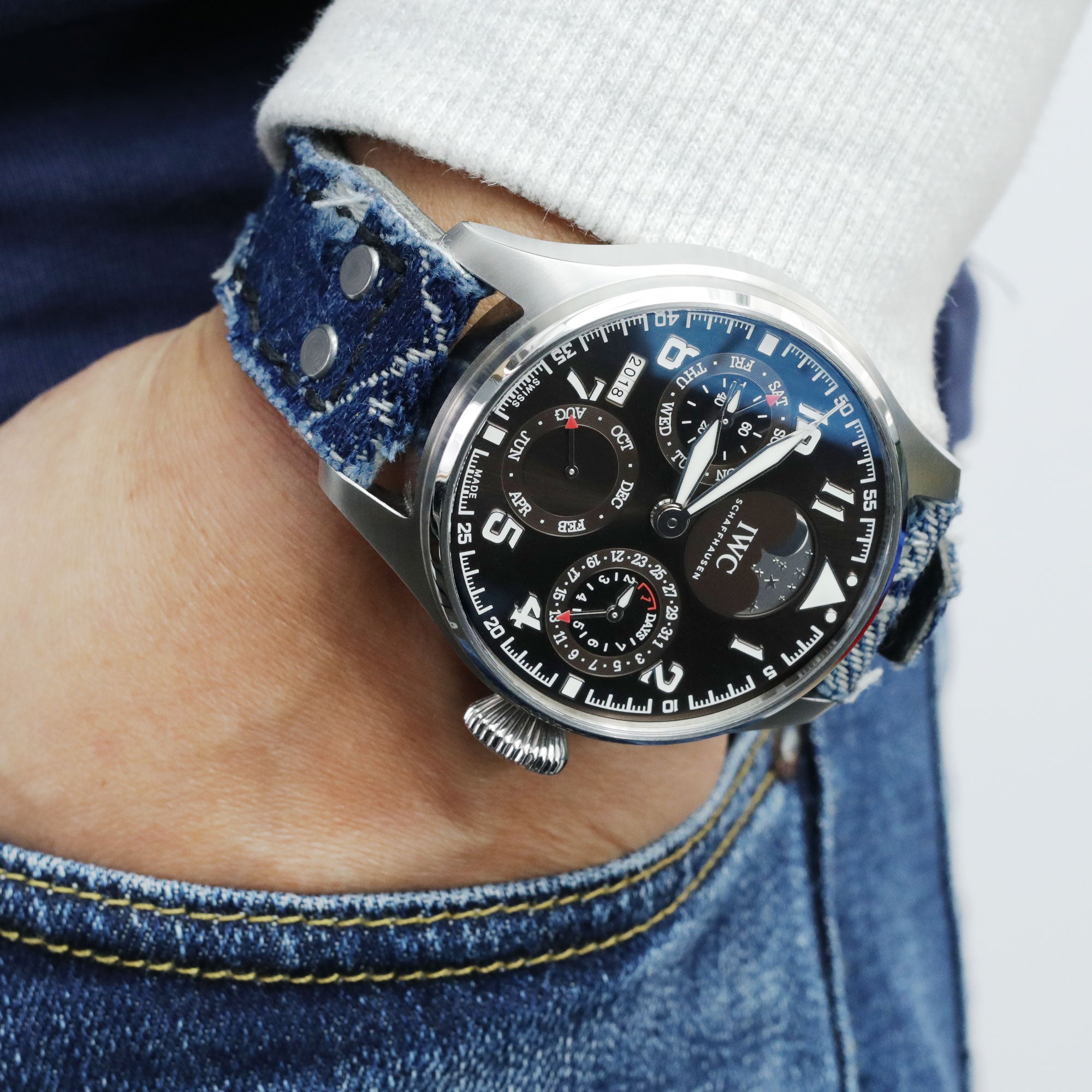 IWC Big Pilot's Watch Perpetual Calendar Denim watch Strap by Strapcode