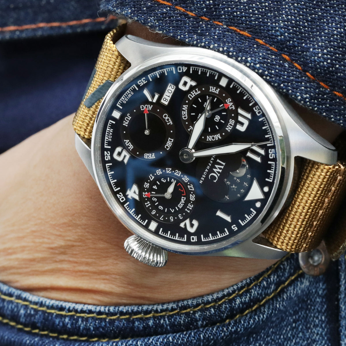IWC Big Pilot&#39;s Watch Perpetual Calendar Antoine de Saint Exupéry IW503801 NATO watch strap by Strapcode