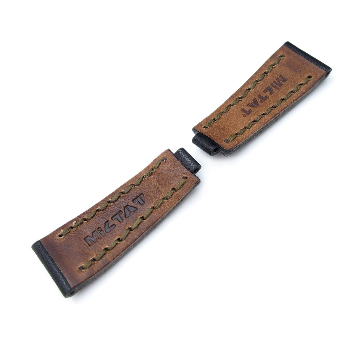 20mm MiLTAT RX Collection Watch Strap NERO Black Genuine Calf Green St. Tailor-made for RX SUB & EXP Strapcode Watch Bands